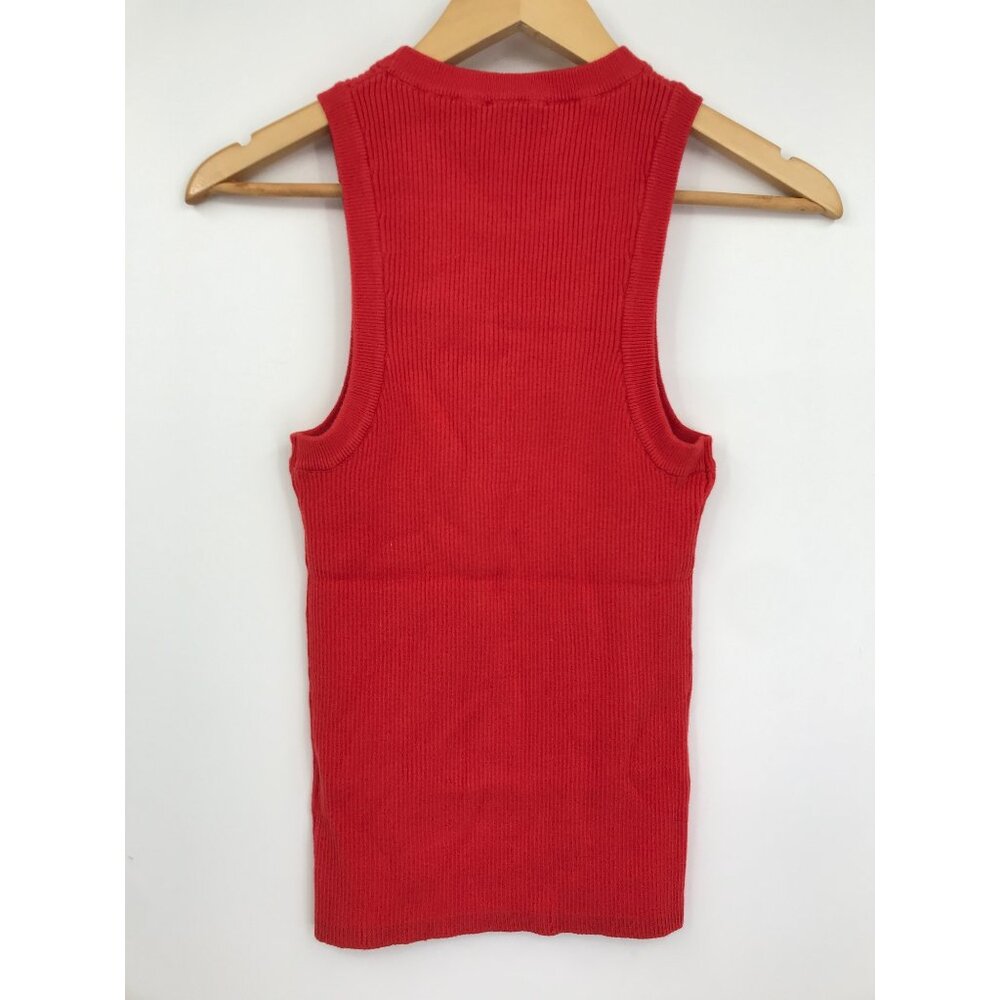 Joe's The Daria Ribbed Tank Top Valiant Poppy Red Size Medium New - Picture 2 of 4